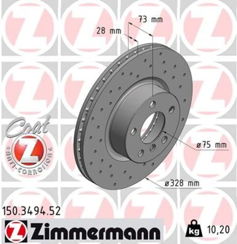 2 Zimmermann Sport Bremsscheiben + Zimmermann Bremsbeläge (1000954ZMANNS) – Bild 5