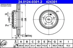 2x ATE Bremsscheibe (24.0124-0301.2)