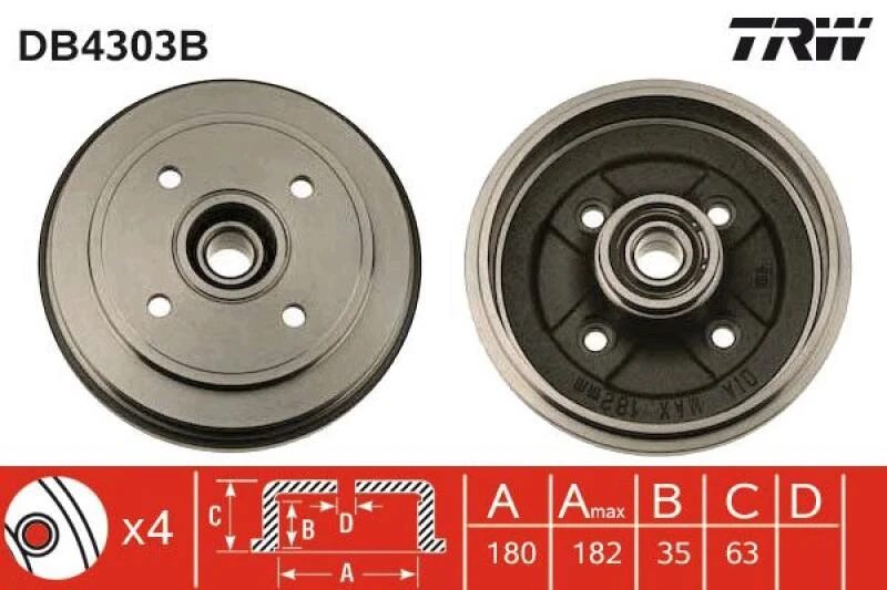 2x TRW Bremstrommel (DB4303B)