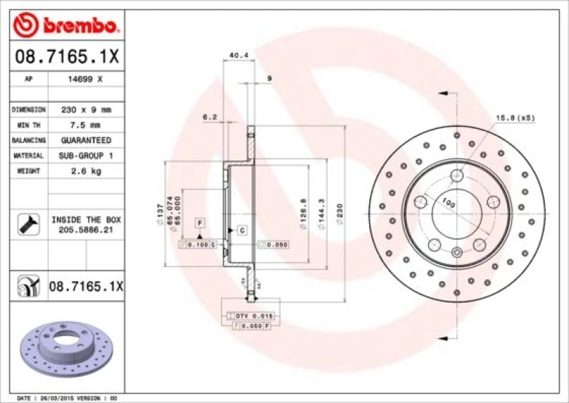 2x BREMBO Bremsscheibe XTRA LINE - Xtra (08.7165.1X) – Bild 3