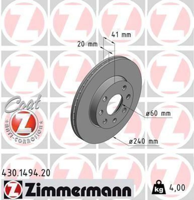 Zimmermann Bremsscheiben + Zimmermann Bremsbeläge (1000024ZMANN) – Bild 2