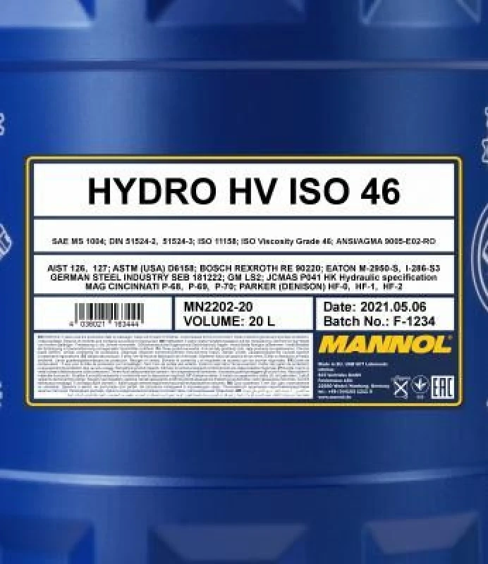 20L Mannol Hydro HV ISO 46 HVLP 46 Hydrauliköl (MN2202-20) – Bild 4