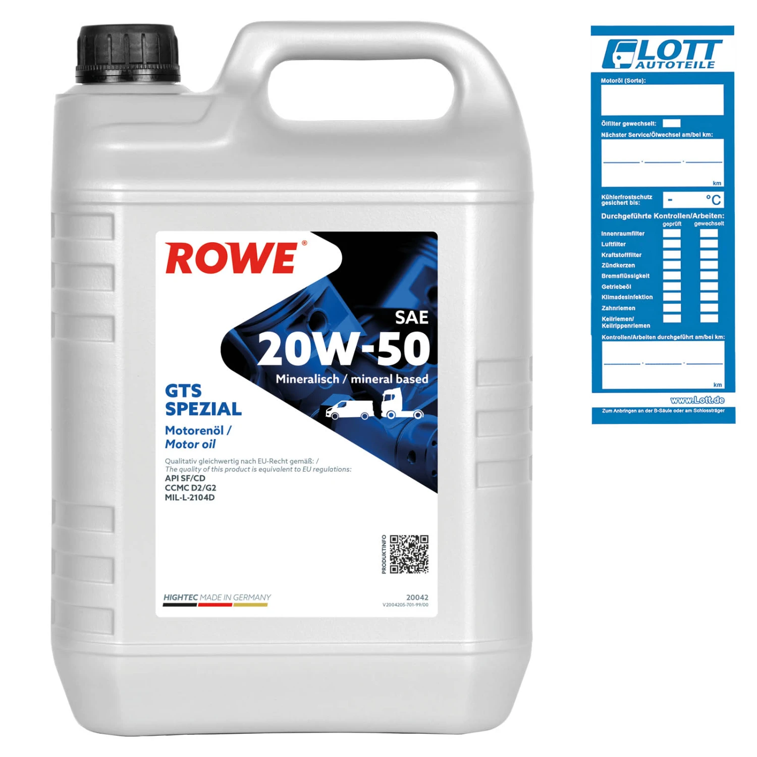 5L ROWE Hightec GTS Spezial Motoröl 20W-50 (20042-0050-99)